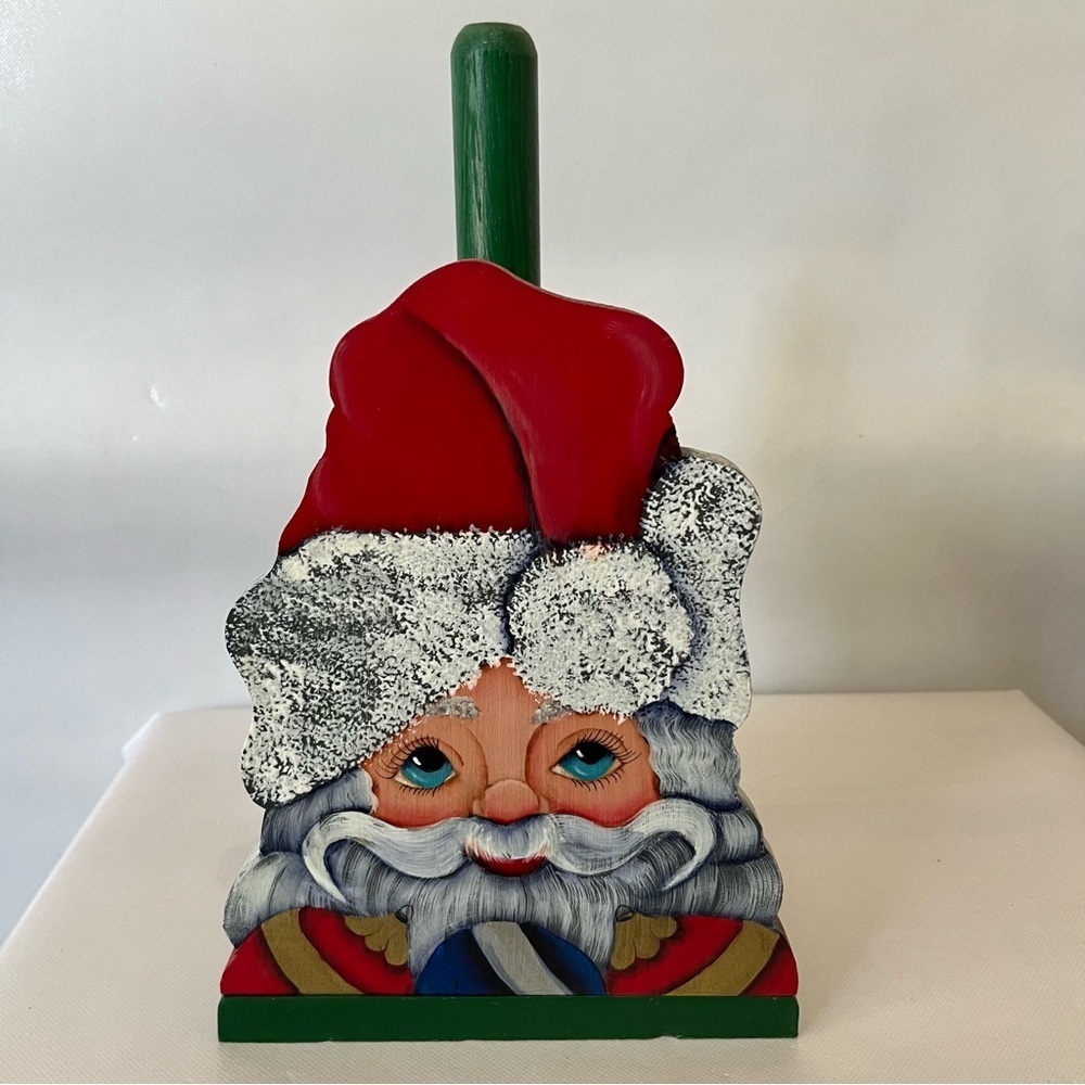 Hand Painted Santa Christmas Wood Paper Towel Holder